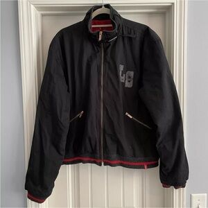 Levi Strauss Large Red Tab Black Bomber Jacket ~ Levi’s Graphic Motorcycle Y2K